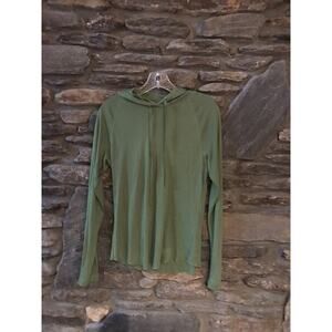 J crew Women's Green Pima Cotton Hoodie Long Sleeve Drawstring Pull Over